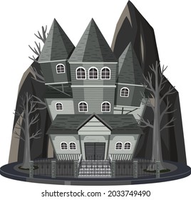 Haunted Mansion Exterior On White Background Illustration