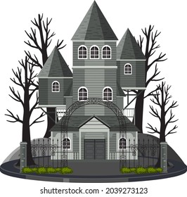 Haunted Mansion Exterior On White Background Illustration