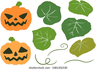 Haunted pumpkin illustration material set