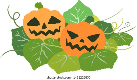 Haunted pumpkin illustration material set
