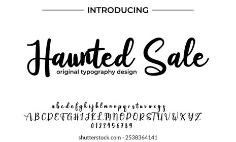 Haunted Sale Font Stylish brush painted an uppercase vector letters, alphabet, typeface