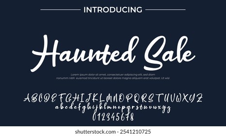 Haunted Sale Font Stylish brush painted an uppercase vector letters, alphabet, typeface