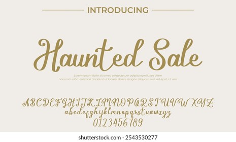 Haunted Sale Font Stylish brush painted an uppercase vector letters, alphabet, typeface