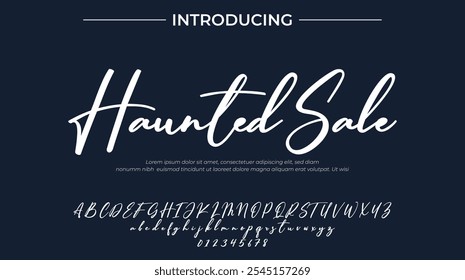 Haunted Sale Font Stylish brush painted an uppercase vector letters, alphabet, typeface