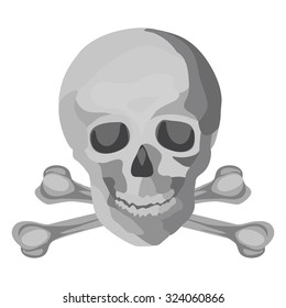 Haunted Skull and Crossbones Grey