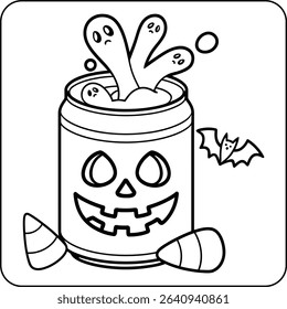 Haunted Soda Can Coloring Page