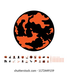 haunted world icon flat design