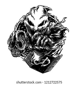 Haunter You Black and White Illustration