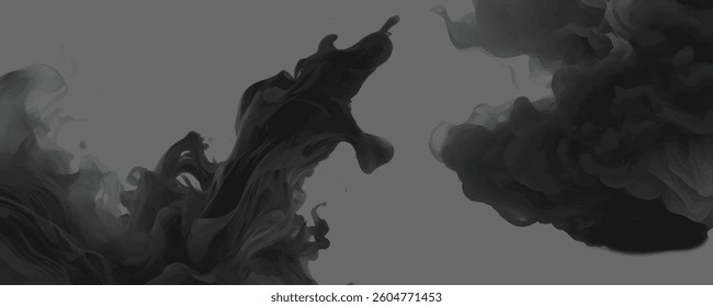 The Haunting and Serene Motion of Wisps of Dark Smoke Floating Weightlessly in the Atmosphere

