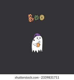Hauntingly Awesome Halloween Doodle Art - Spooky, Creepy, and Fun Illustrations and Designs for All Your Halloween Projects!" - little cute ghost saying Boo