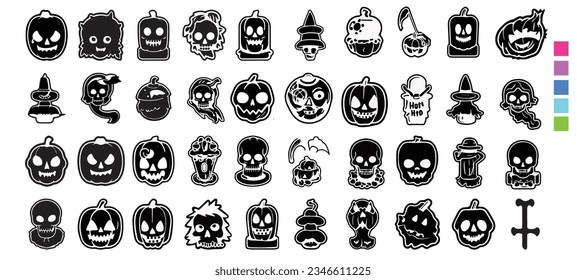 Hauntingly Hand-Drawn Halloween Icon Logo Elegance in Spooky Simplicity on a White Background