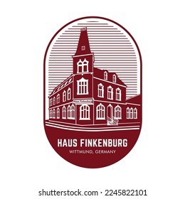 Haus Finkenburg building vector illustration, perfect for t shirt design and all types travel merchandise 