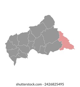 Haut Mbomou prefecture map, administrative division of Central African Republic.