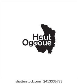 Haut Ogooue Gabon map and black letter design on white background