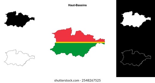 Haut-Bassins region outline map set