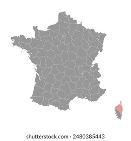 Haute Corse department map, administrative division of France. Vector illustration.