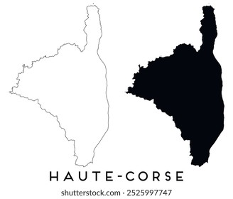 Haute Corse map outline and black silhouette vector