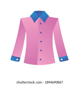 Haute couture fashionable pink long sleeve dress shirt isolated flat vector