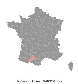 Haute Garonne department map, administrative division of France. Vector illustration.