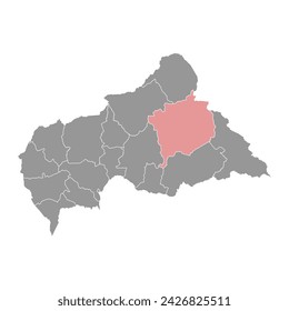 Haute Kotto prefecture map, administrative division of Central African Republic.