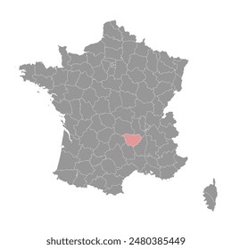 Haute Loire department map, administrative division of France. Vector illustration.