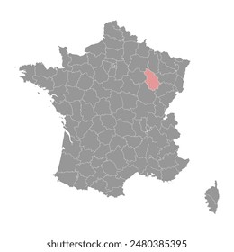 Haute Marne department map, administrative division of France. Vector illustration.