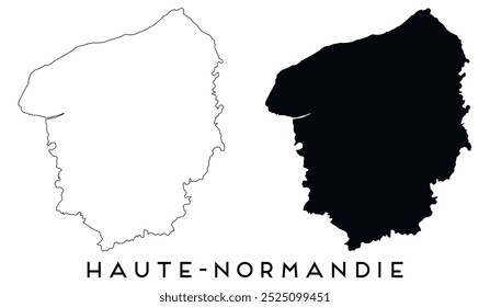 Haute Normandie map outline and black silhouette vector