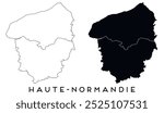 Haute Normandie map of regions districts vector black on white and outline