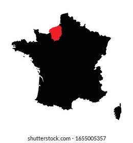 Haute Normandie Region highlighted on France map Vector EPS 10