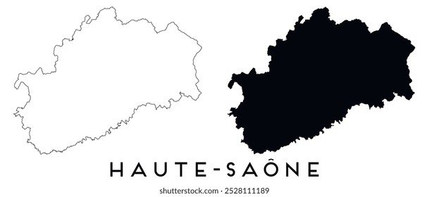 Haute Saone map outline and black silhouette vector