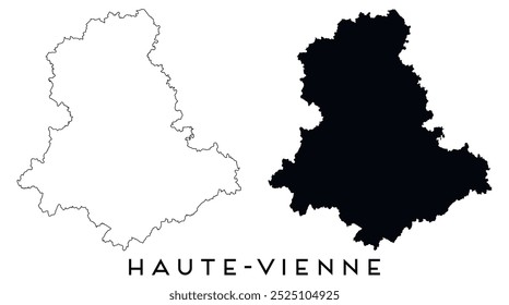 Haute Vienne map outline and black silhouette vector