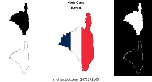 Haute-Corse department outline map set