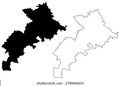 Haute-Garonne Department (France, French Republic, Occitanie or Occitania region) map vector illustration, scribble sketch Nauta Garona map