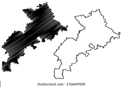 Haute-Garonne Department (France, French Republic, Occitanie or Occitania region) map vector illustration, scribble sketch Nauta Garona map