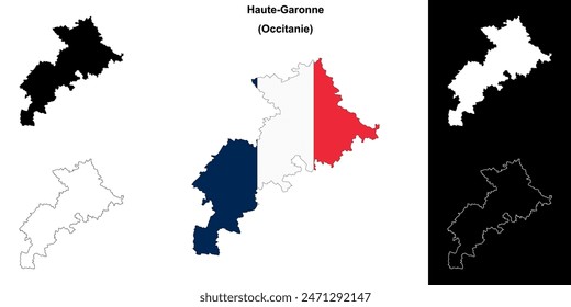 Haute-Garonne department outline map set