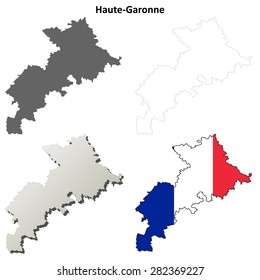 Haute-Garonne (Midi-Pyrenees) outline map set