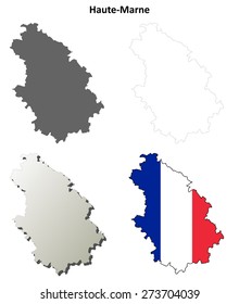 Haute-Marne (Champagne-Ardenne) outline map set