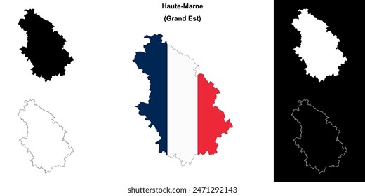 Haute-Marne department outline map set