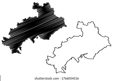 Hautes-Alpes Department (France, French Republic, Provence-Alpes-Cote dAzur region) map vector illustration, scribble sketch Hautes Alpes map