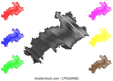 Hautes-Alpes Department (France, French Republic, Provence-Alpes-Cote dAzur region) map vector illustration, scribble sketch Hautes Alpes map