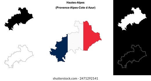 Hautes-Alpes department outline map set