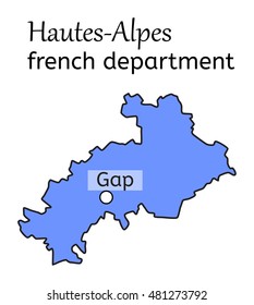 Hautes-Alpes french department map on white