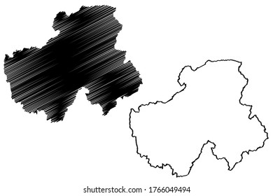 Haute-Savoie Department (France, French Republic, Auvergne-Rhone-Alpes region, ARA) map vector illustration, scribble sketch Upper Savoy map