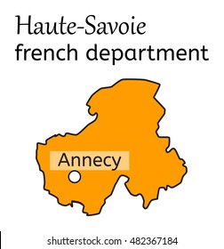 Haute-Savoie french department map on white