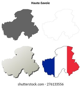 Haute-Savoie (Rhone-Alpes) outline map set