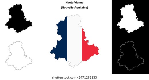 Haute-Vienne department outline map set