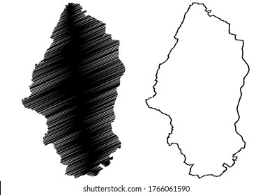 Haut-Rhin Department (France, French Republic, Grand Est region) map vector illustration, scribble sketch Haut Rhin map