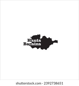 Hauts Bassins map and black lettering design on white background