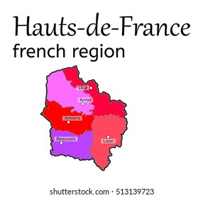 Hauts-de-France french region map on white