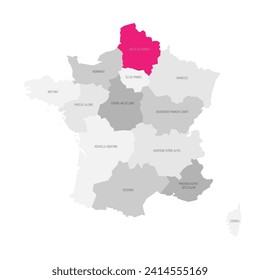 Hauts-de-France - map of administrative division, region, pink highlighted in map of France